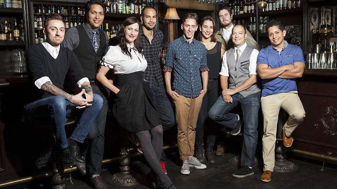 <em>From left to right:</em> Jared Mort, Giovanni Martinez, Naomi Schimek, Julian Cox, Beau du Bois, Serena Herrick, Dave Fernie, Sean Hamilton, Marcos Tello