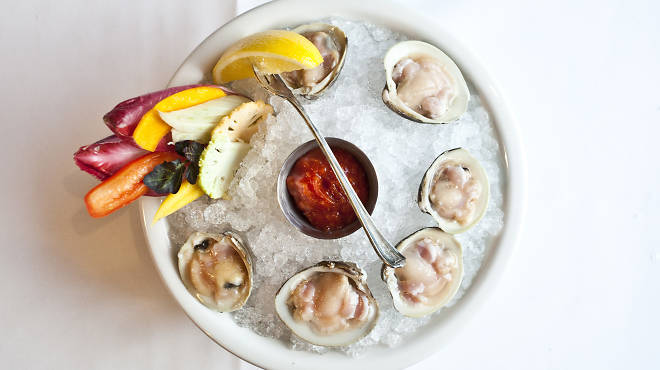 Clams on the half shell at the Clam