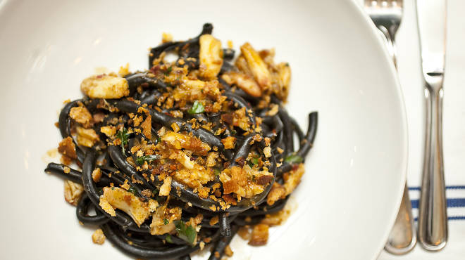 Squid-ink bucatini at Margaux