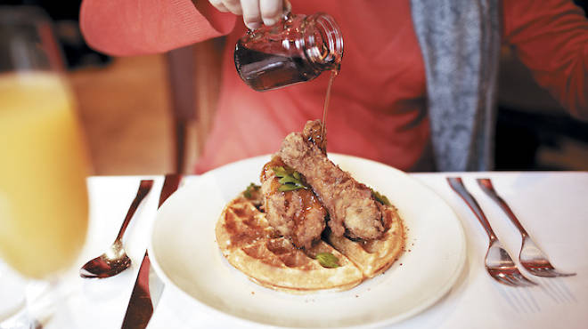 Chicken and waffles at Table 52