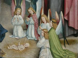 ‘Angels Worshipping the Christ Child’ (1470-80) by Master of Liesborn