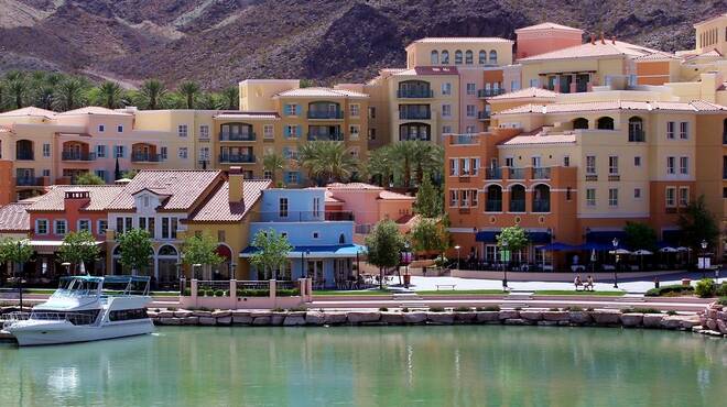 Waterfront homes in a Las Vegas Lakes neighborhood