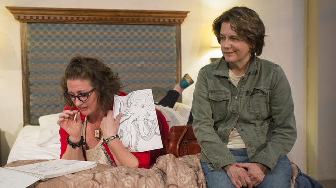 Kirsten Fitzgerald and Natalie West in Mud Blue Sky at A Red Orchid Theatre