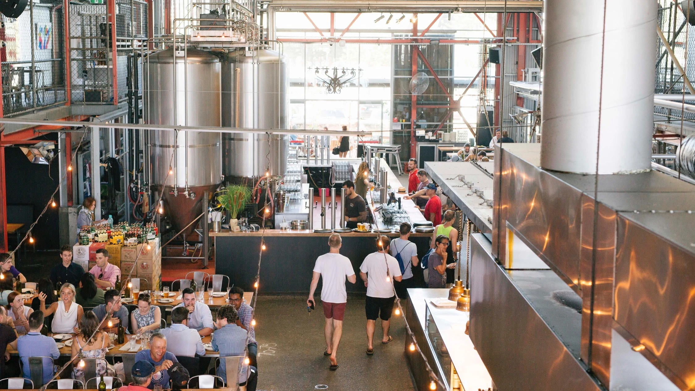 People drinking at Little Creatures Brewery