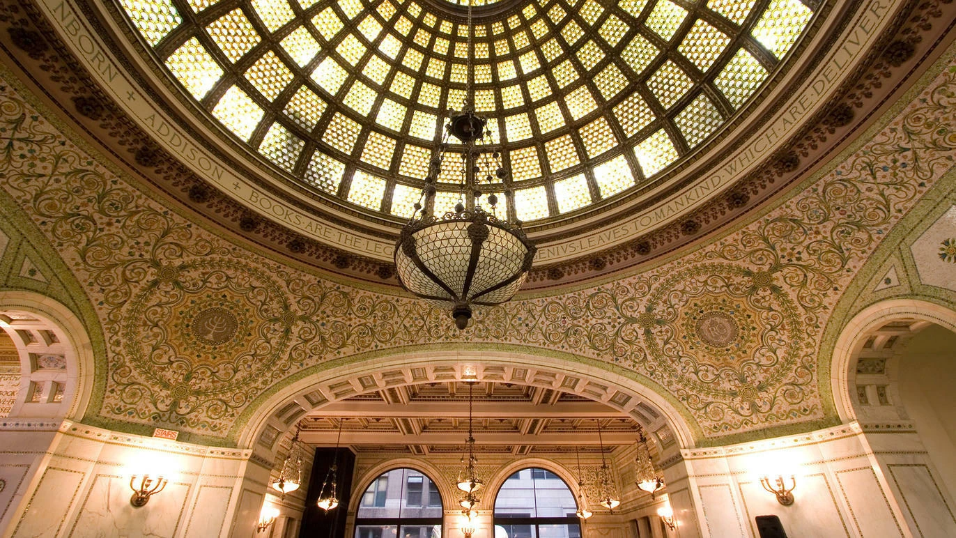 The inside of the Chicago Cultural Center
