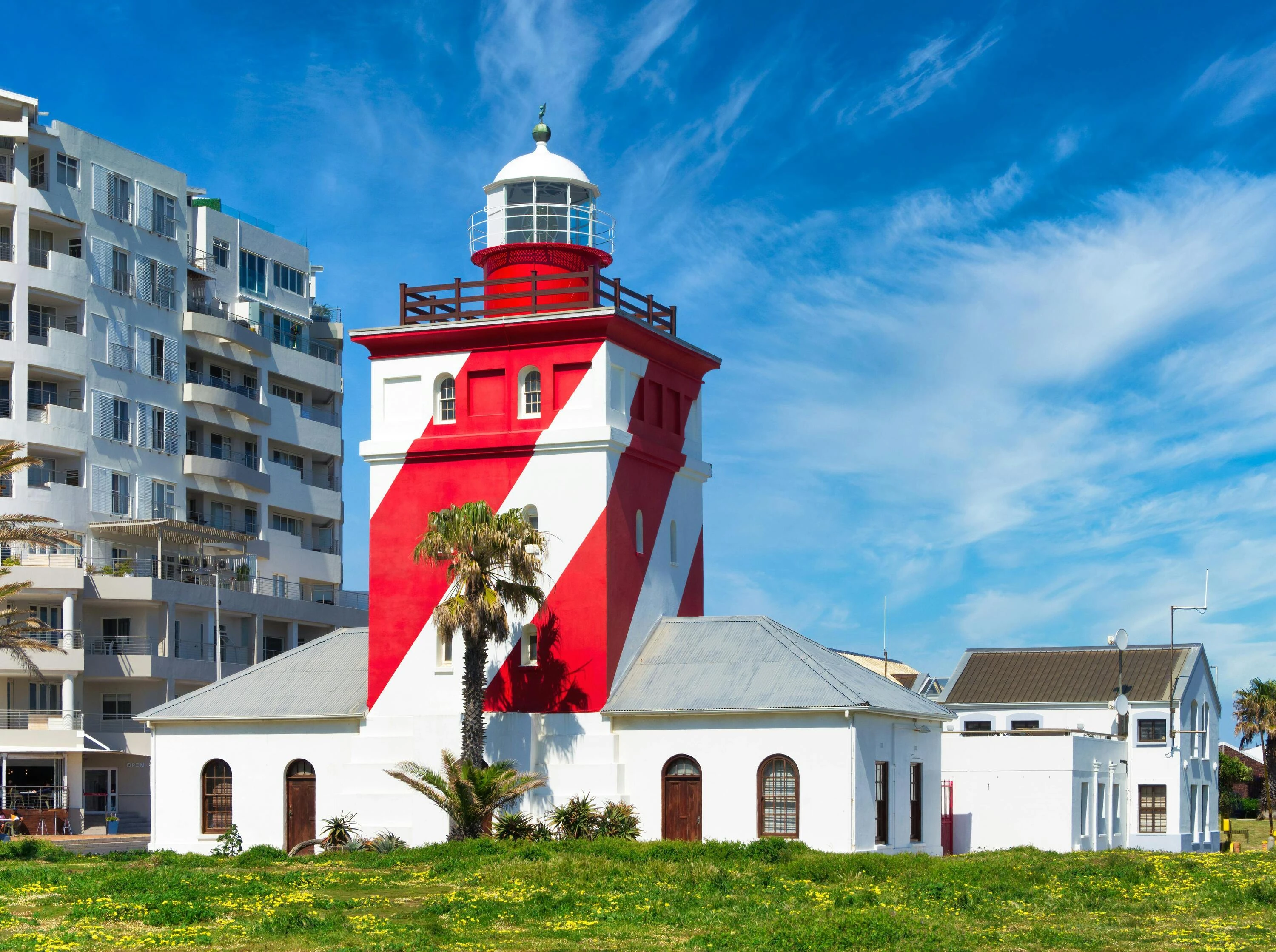 The candy-striped lighthouse, just past Green Point, along on the Seapoint Promenade.
