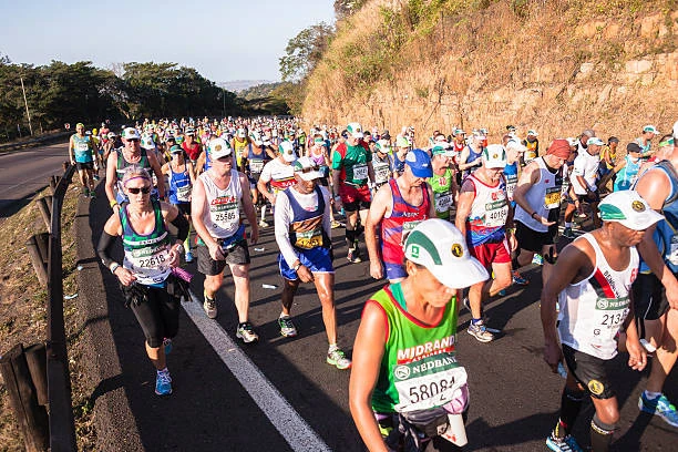 Runners take part in the Comrades Marathon in KwaZulu-Natal.