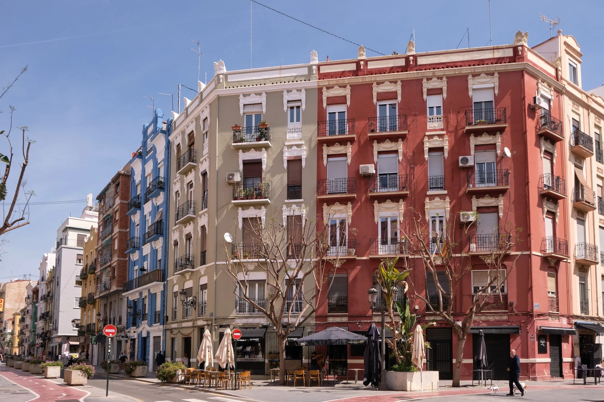 View of apartment buildings in Russafa ward, Eixample district, Valencia