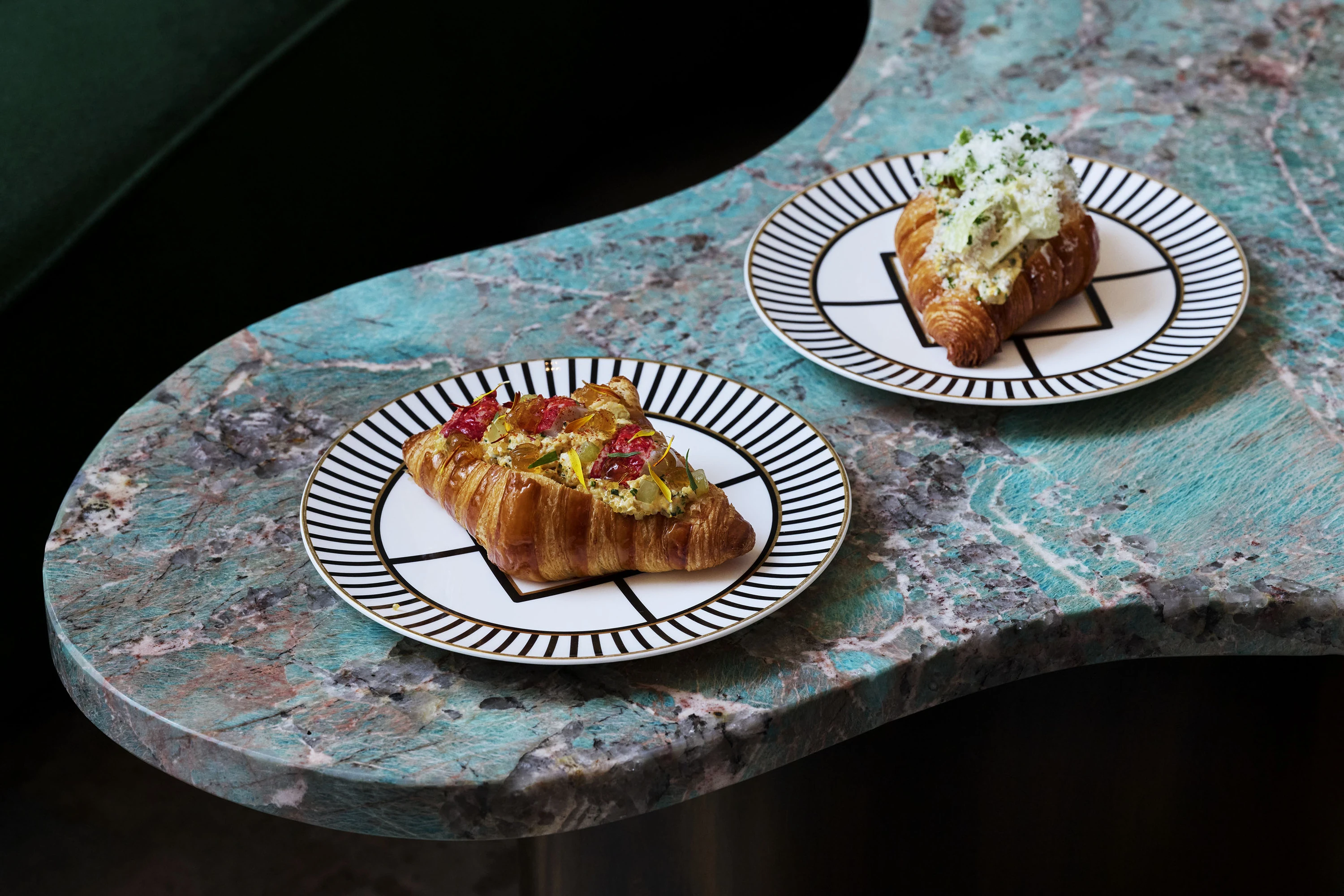 Two of La Croissanterie's savoury pastries