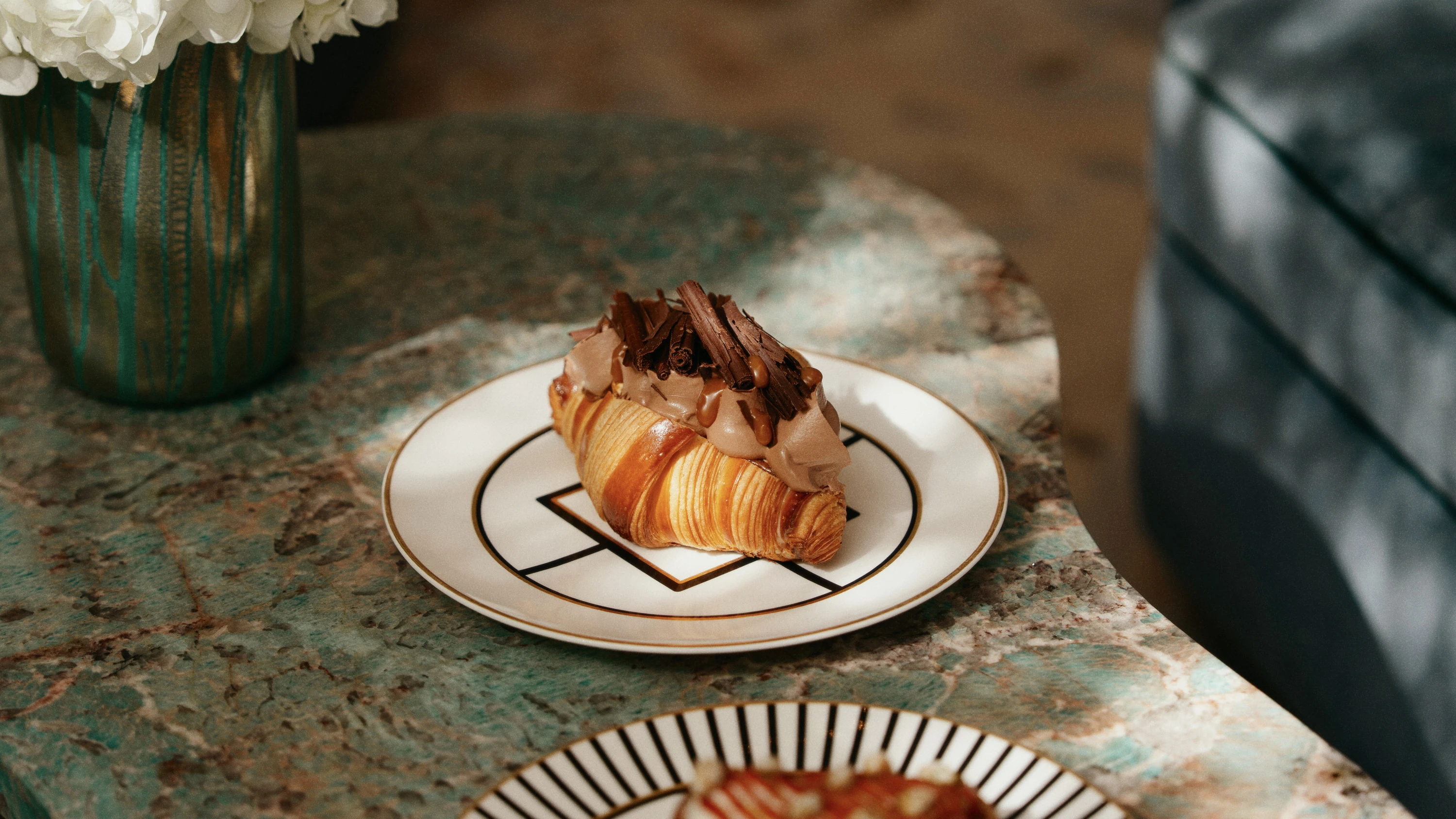 The hazelnut chocolate croissant made by chef Yannick All&eacute;no