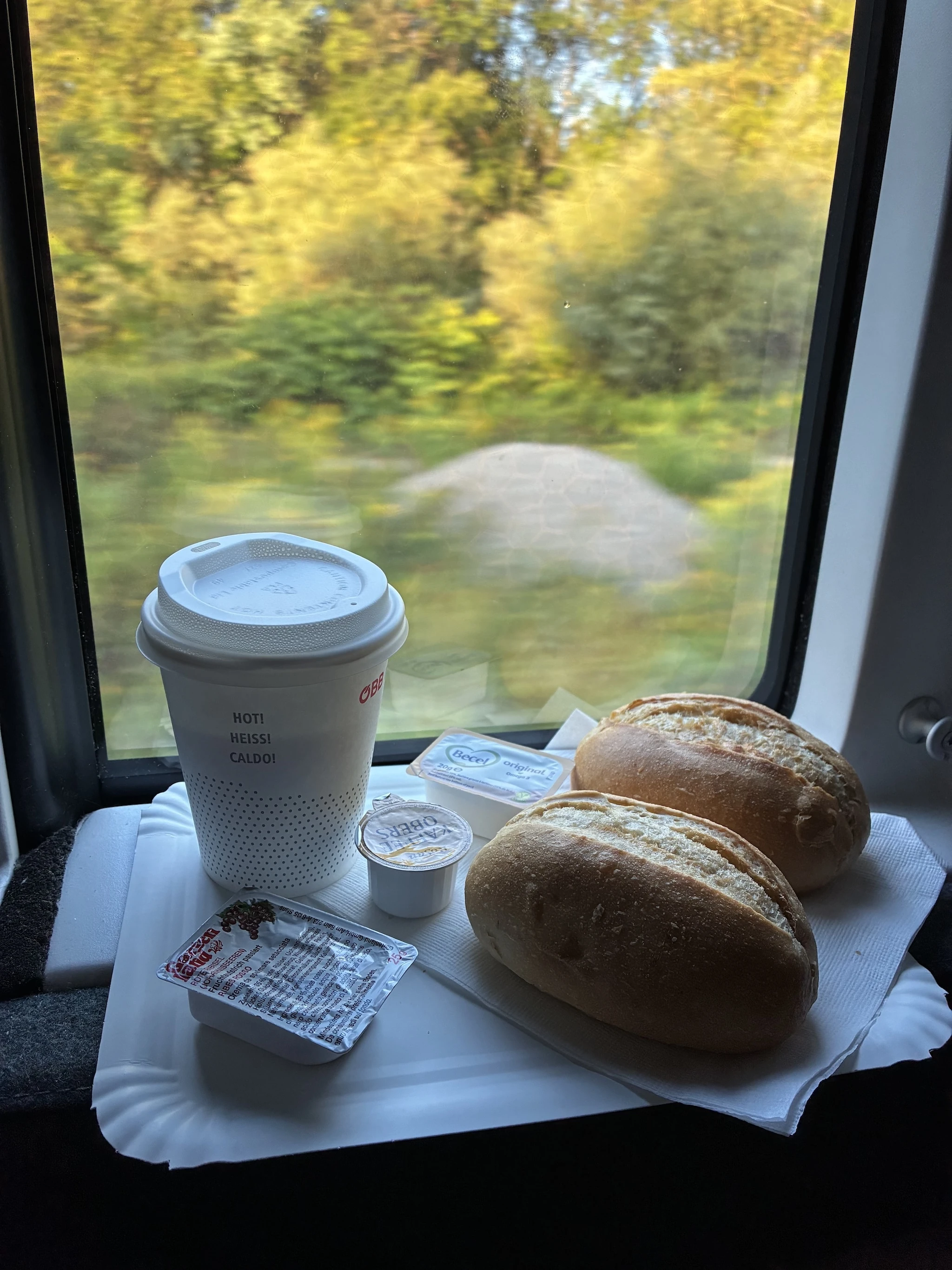 Breakfast on the Nightjet train