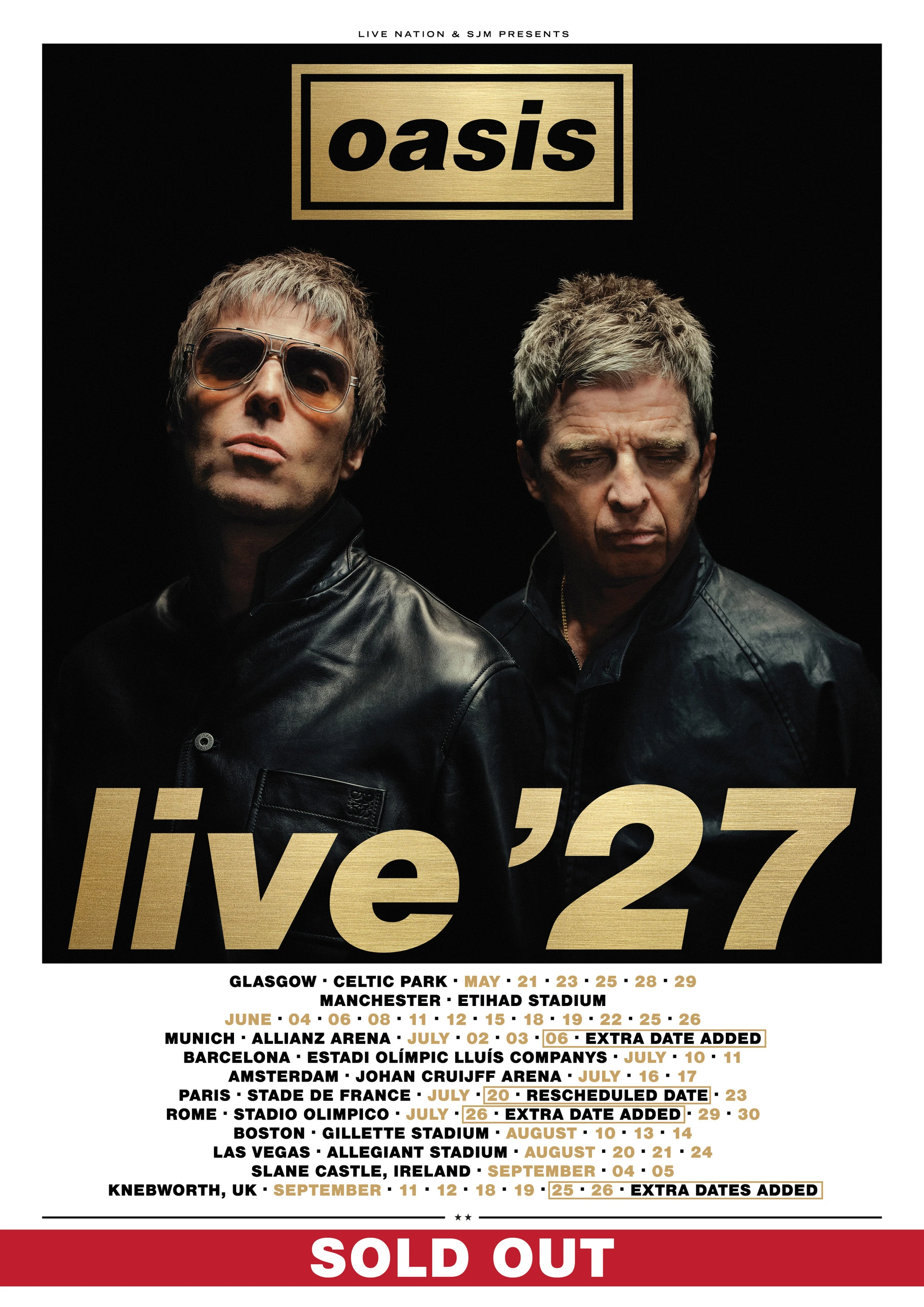 Oasis 2027 Tour Dates &ndash; sold out