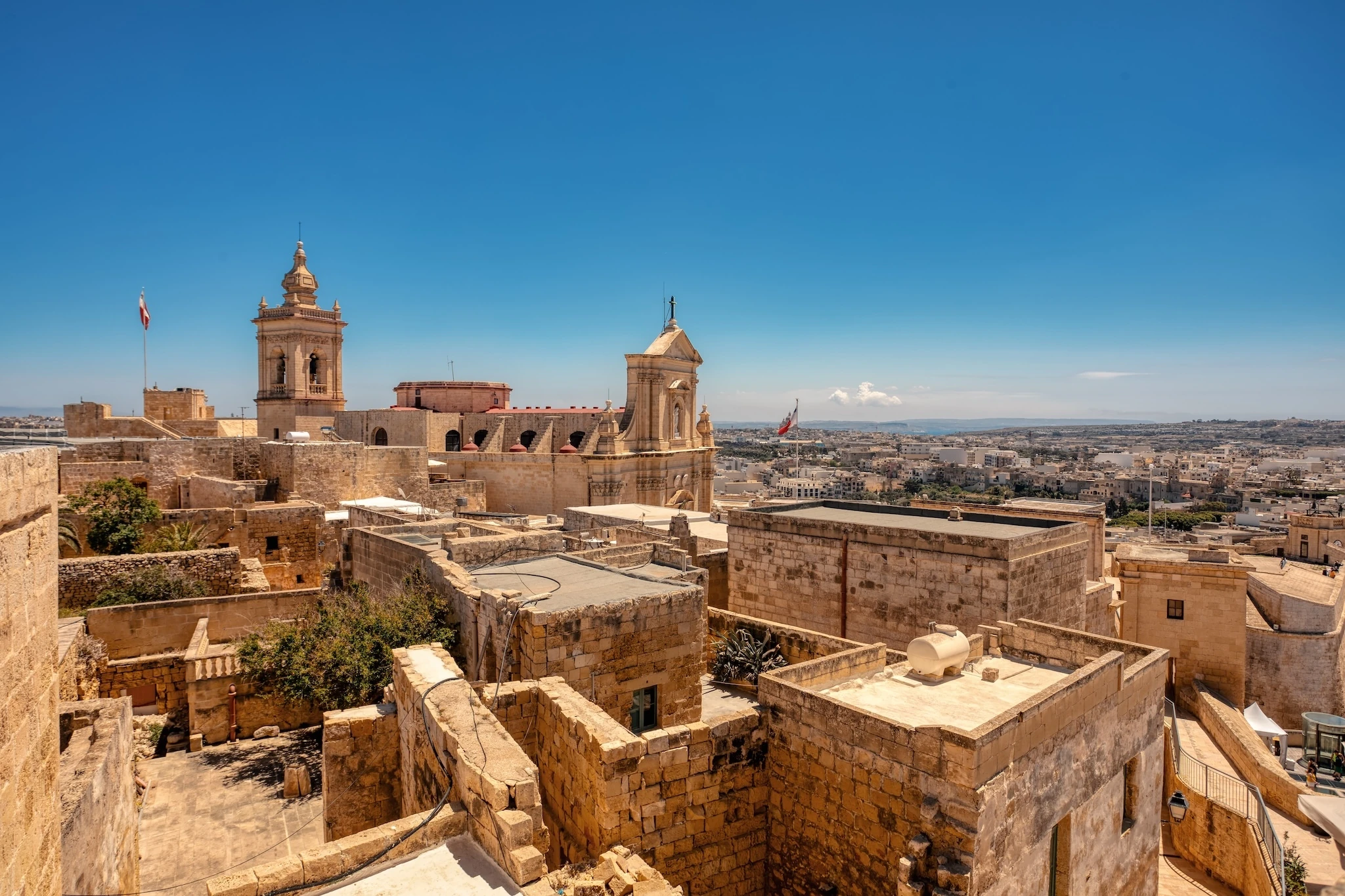 Ancient Fortress in Citadel rises above Victoria, Gozo