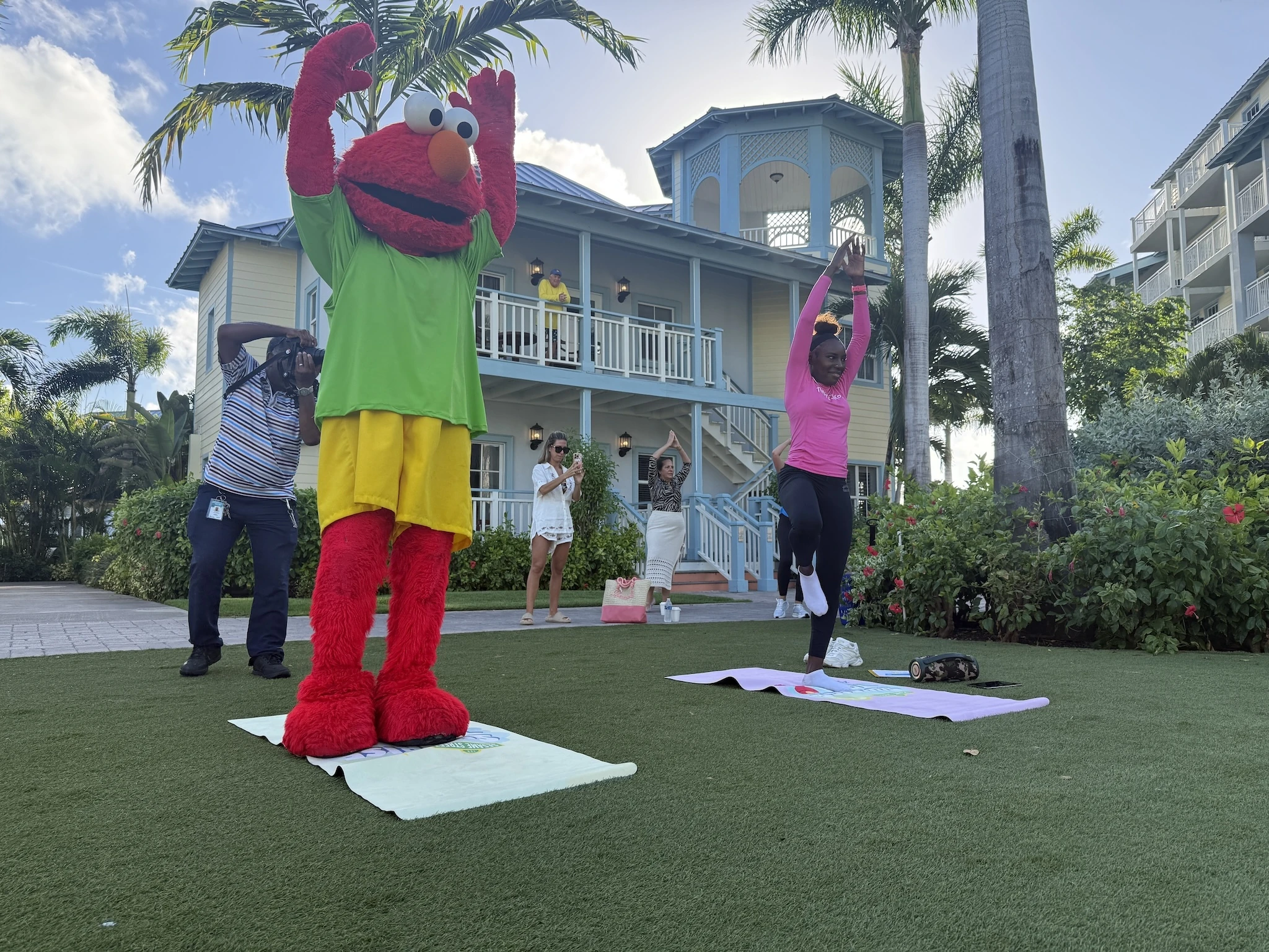 Sunrise yoga with Elmo at Beaches Turks & Caicos