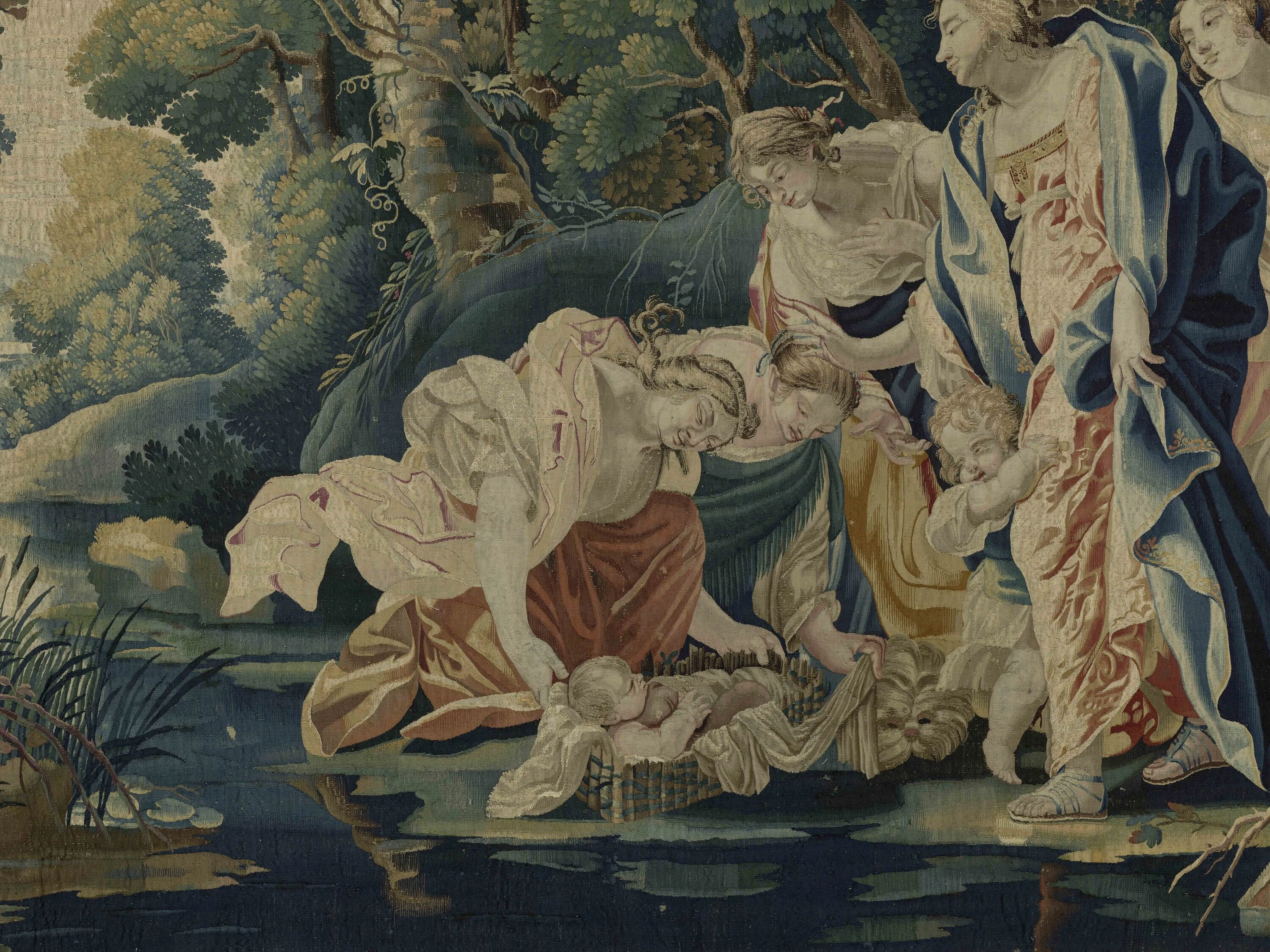 Mois&eacute;s salvado de las aguas (detalle). Manufactura del Louvre, h. 1643-1660