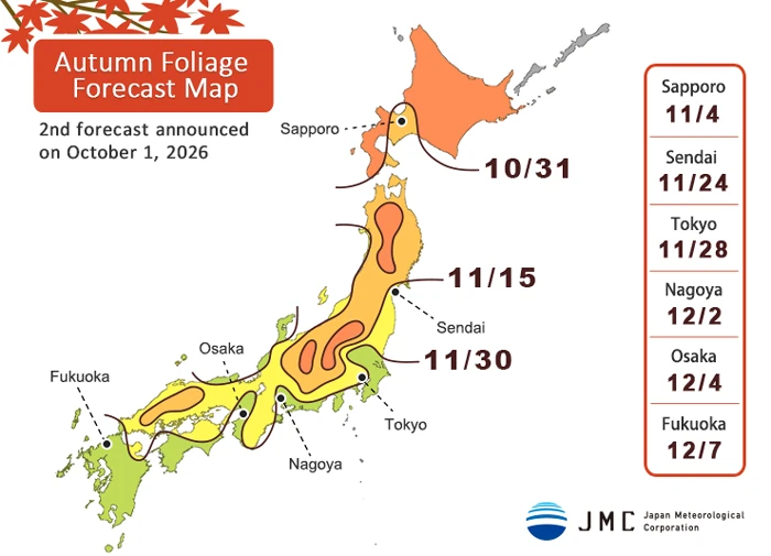 Autumn leaves forecast 2026