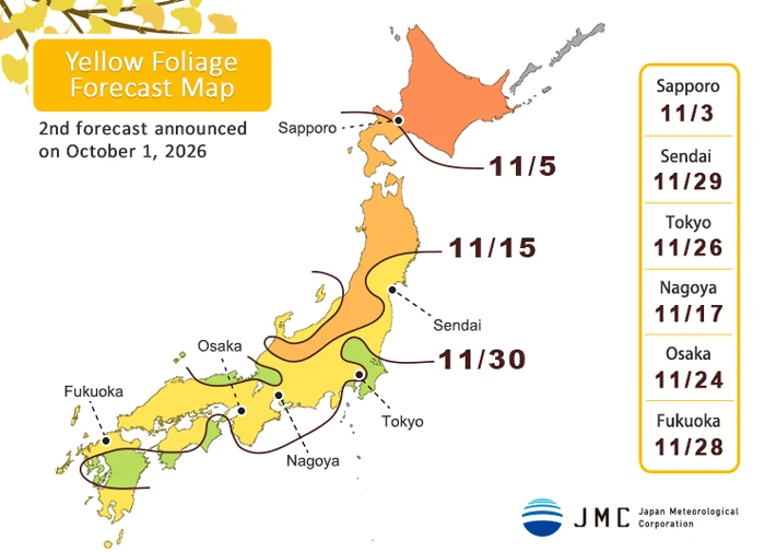 Autumn leaves forecast 2026