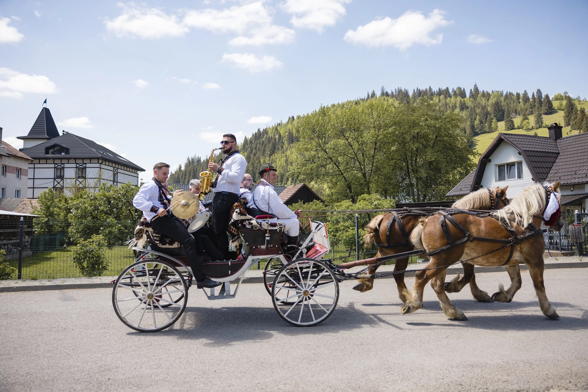 A traditional wedding escort in Bucovina, Romania