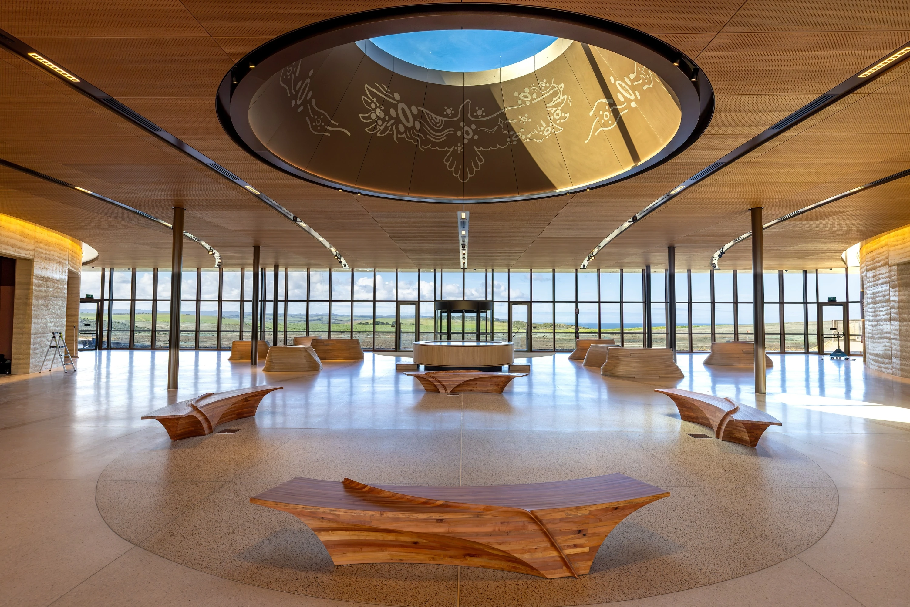 a big skylight inside the twelve apostles visitor centre