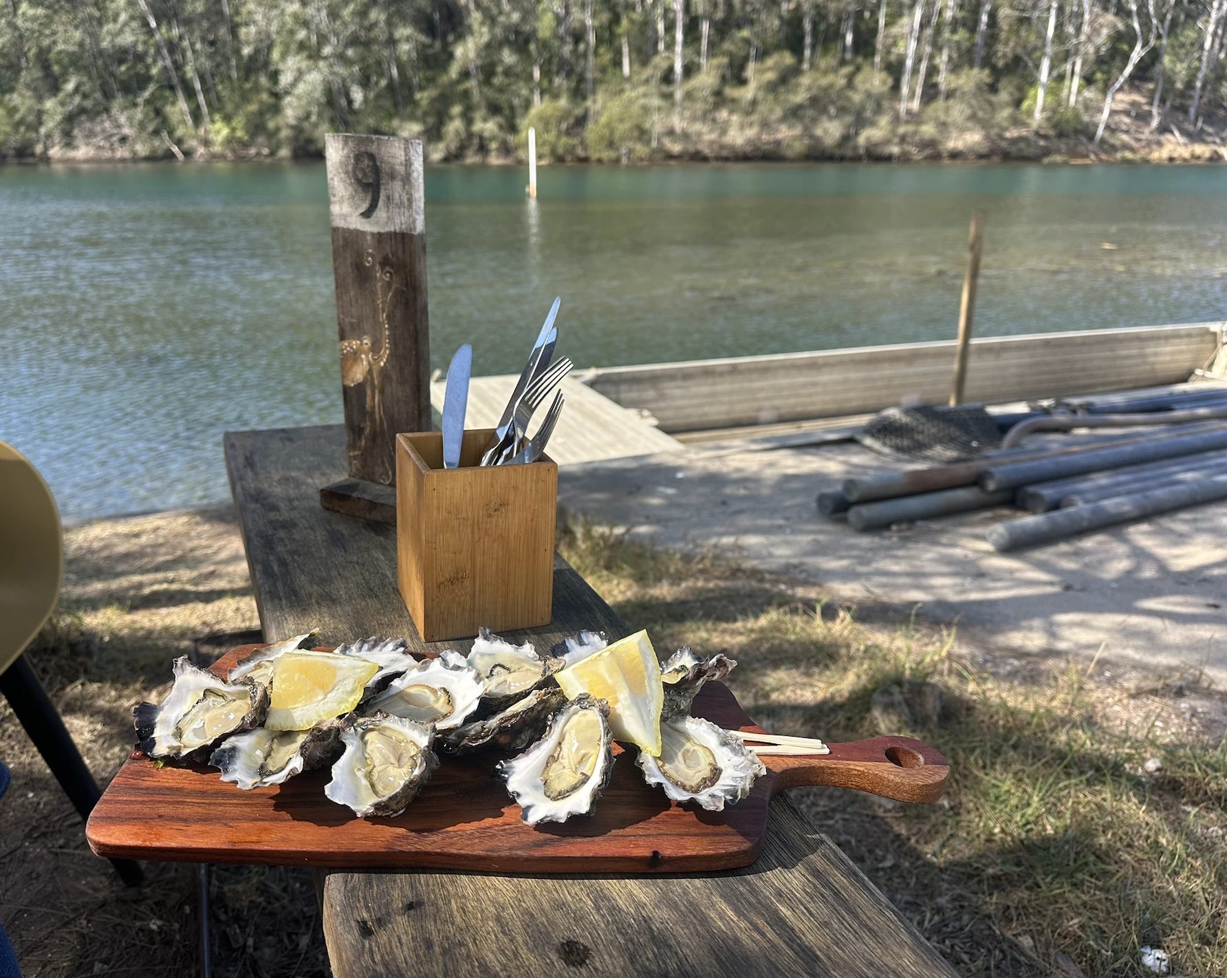 Oysters by the water at The Oyster Farmer's Daughter