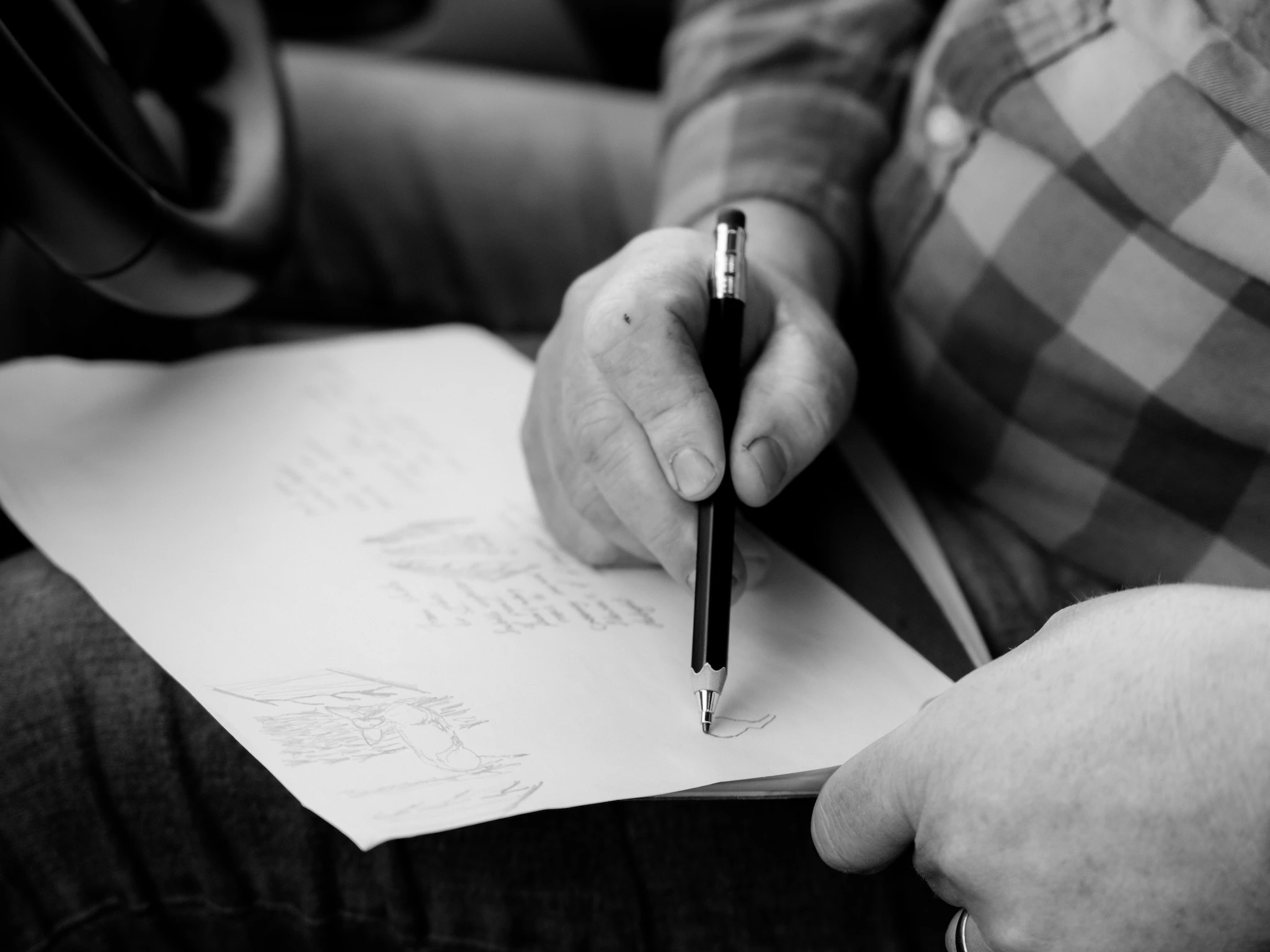 Spier cellarmaster Johan Jordaan doodling in his notebook