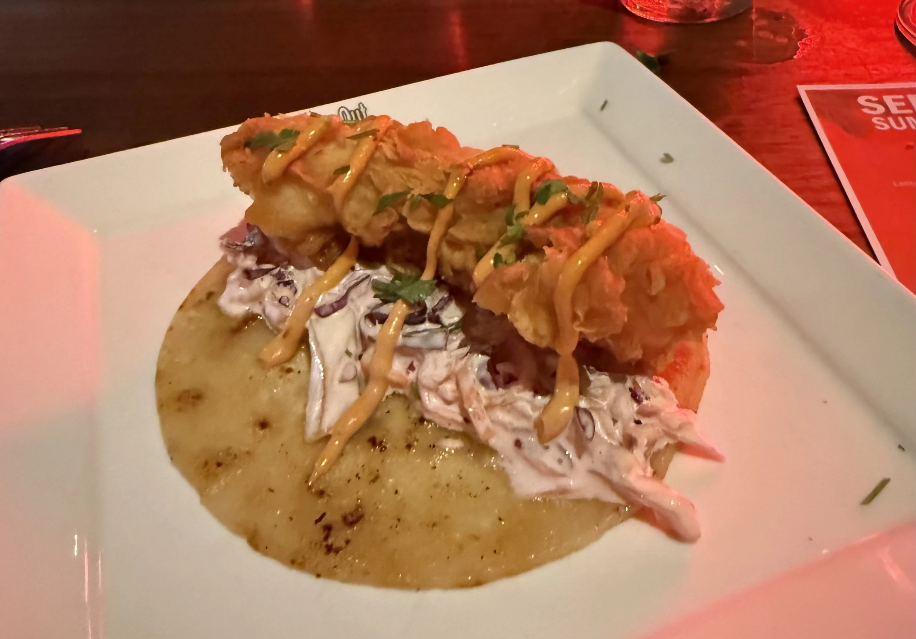 Una Mas's Baja-style crispy fish tacos 