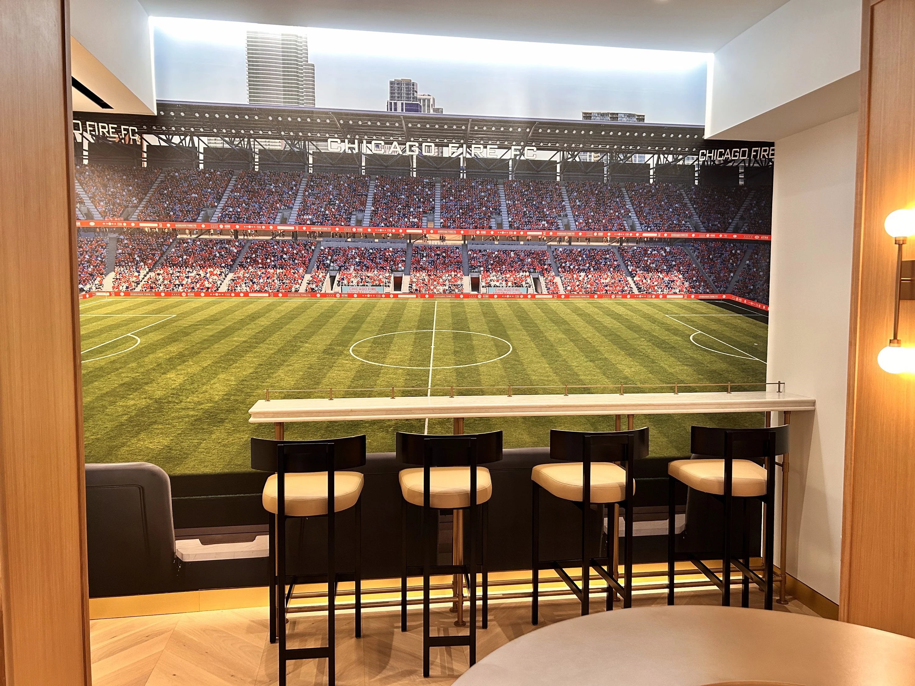 The projected view from a suite at McDonald's Park