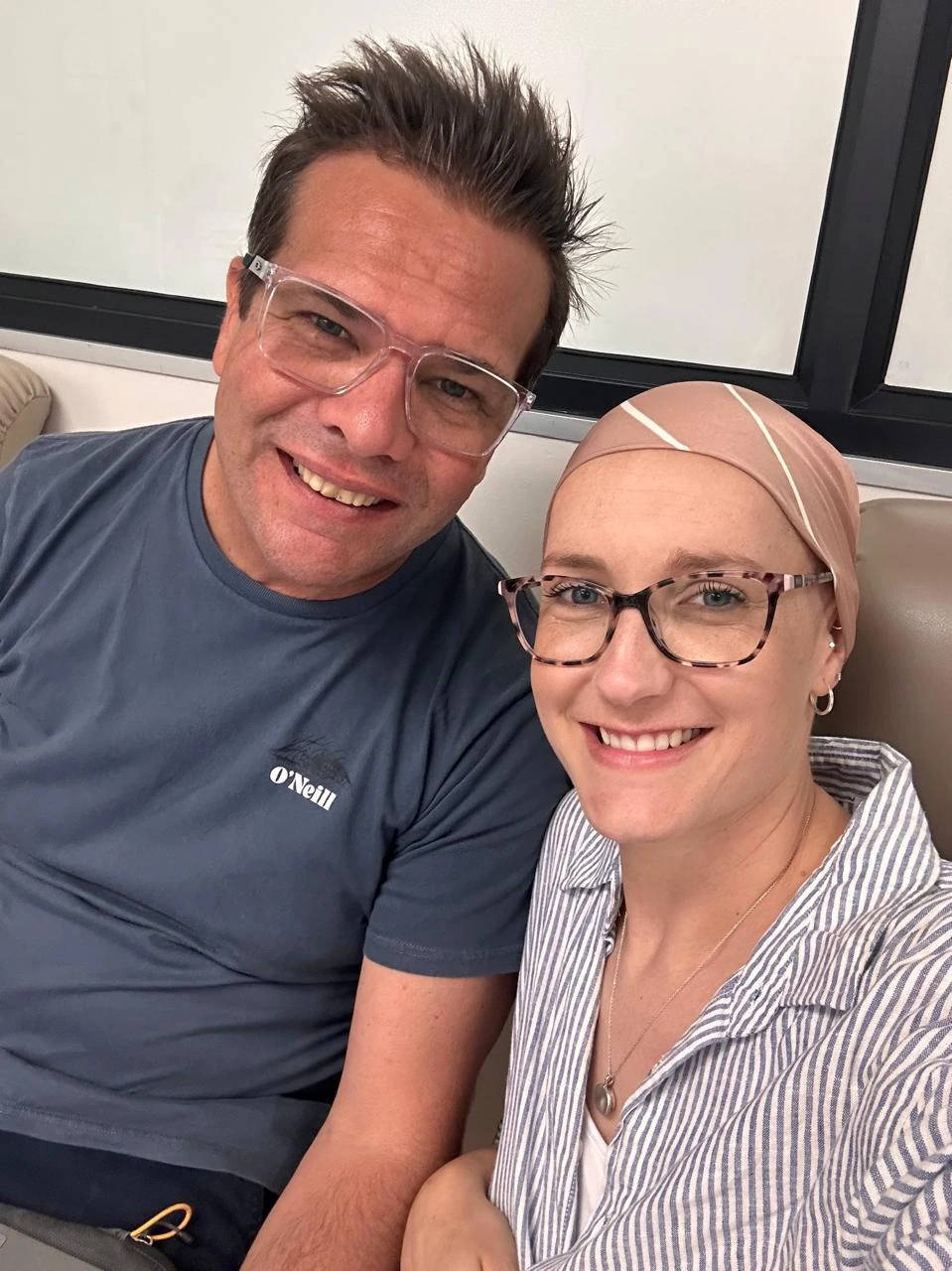 Megan with her husband Marc during her treatment. 