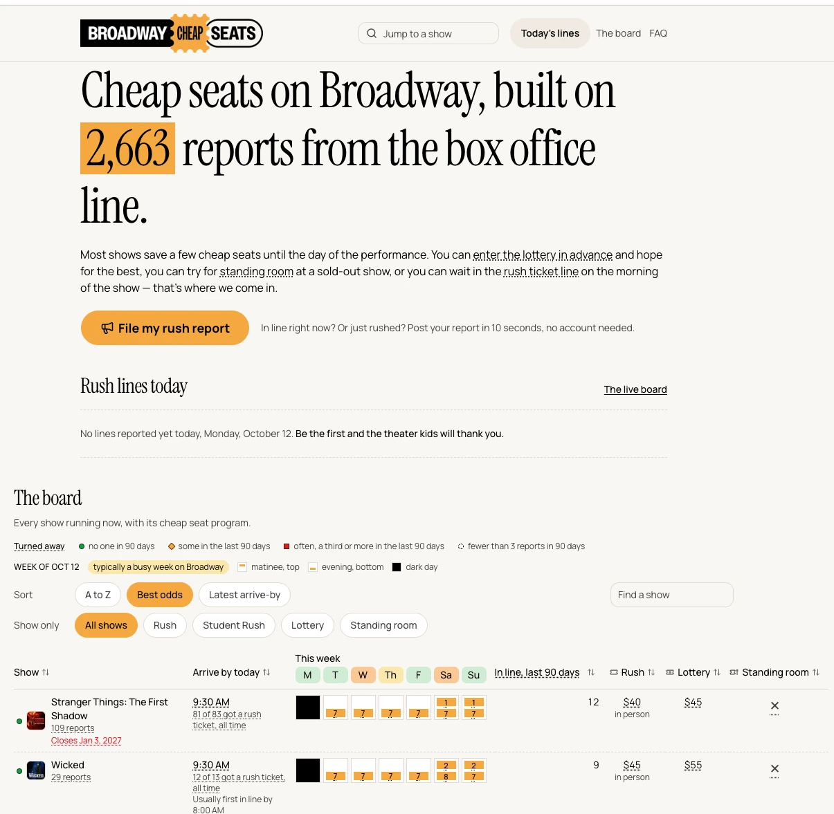 BroadwayCheapSeats.com sceenshot