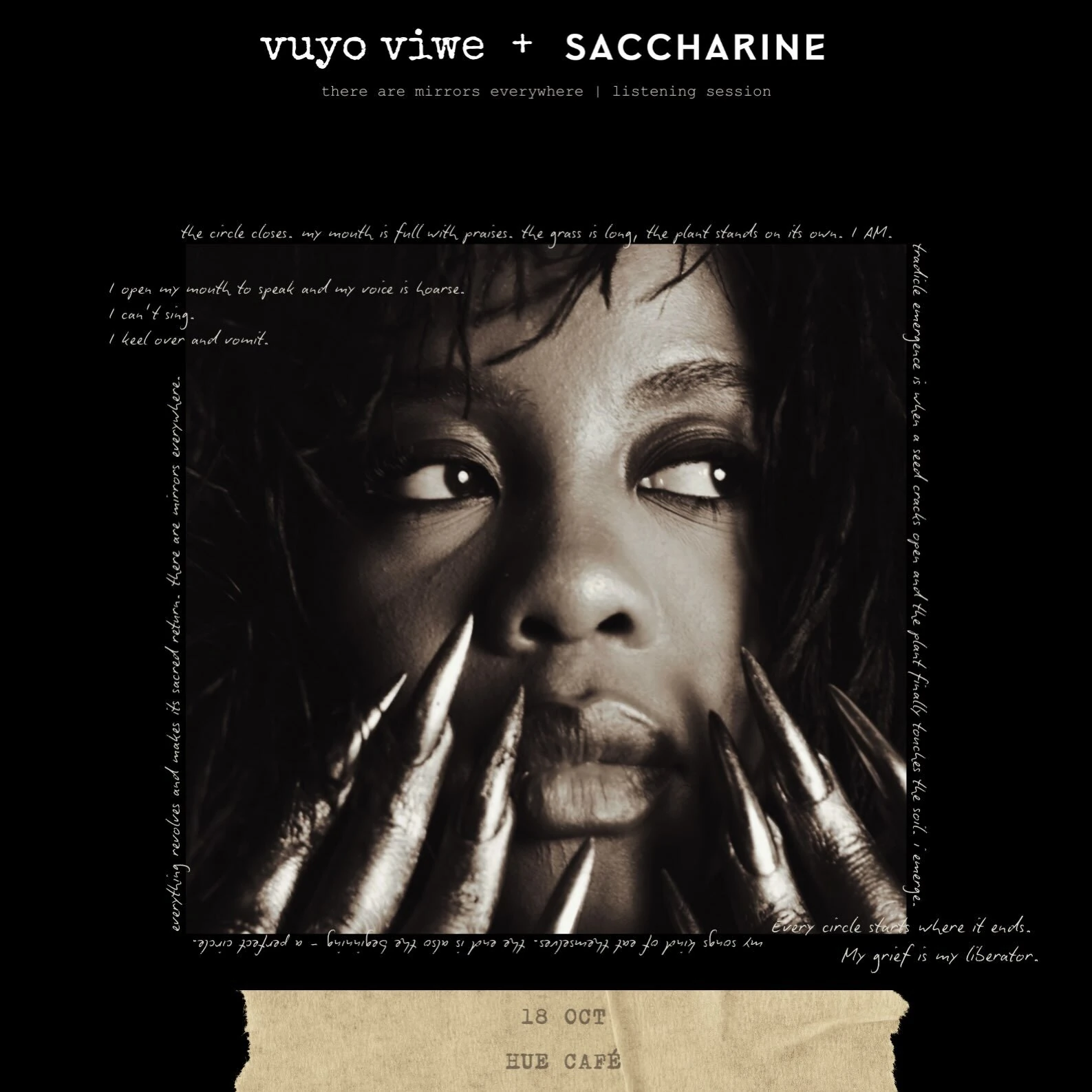 vuyo viwe will host her listening session at Hue Caf&eacute;