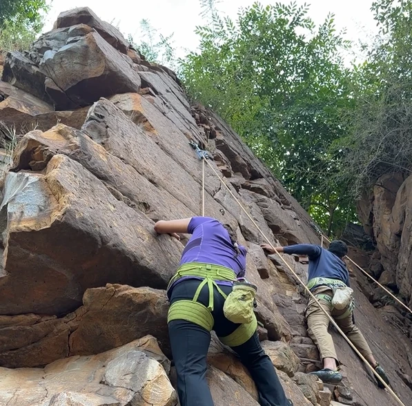 Rock climbing in the outskirts of Delhi