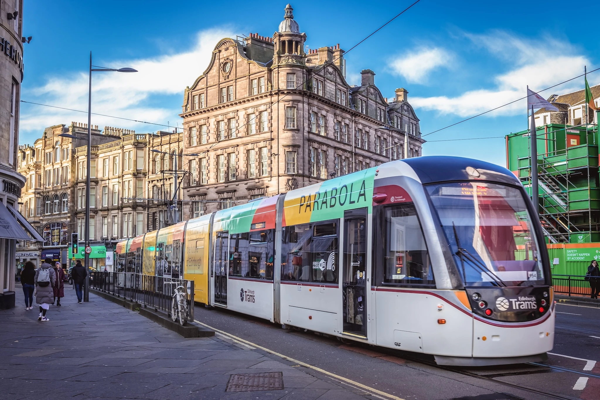 Tramway on Shandwick Place Street in Edinburgh 