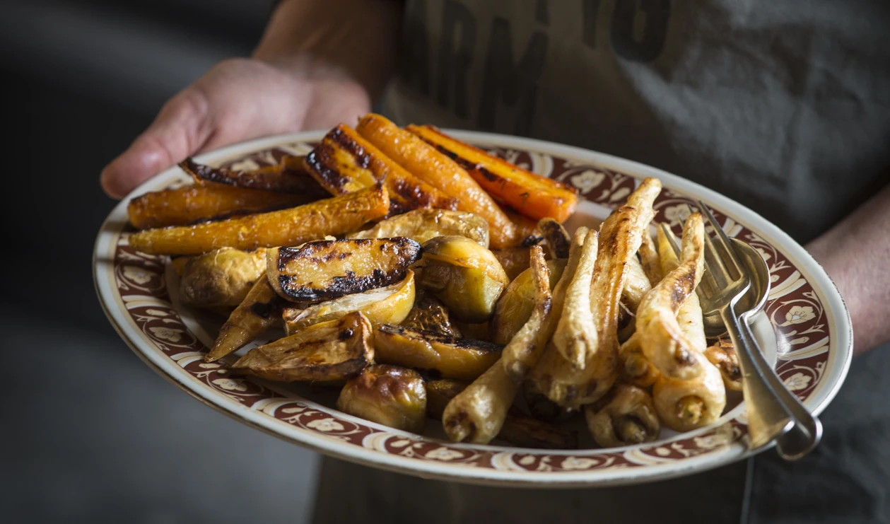 Roast parsnips and carrots 
