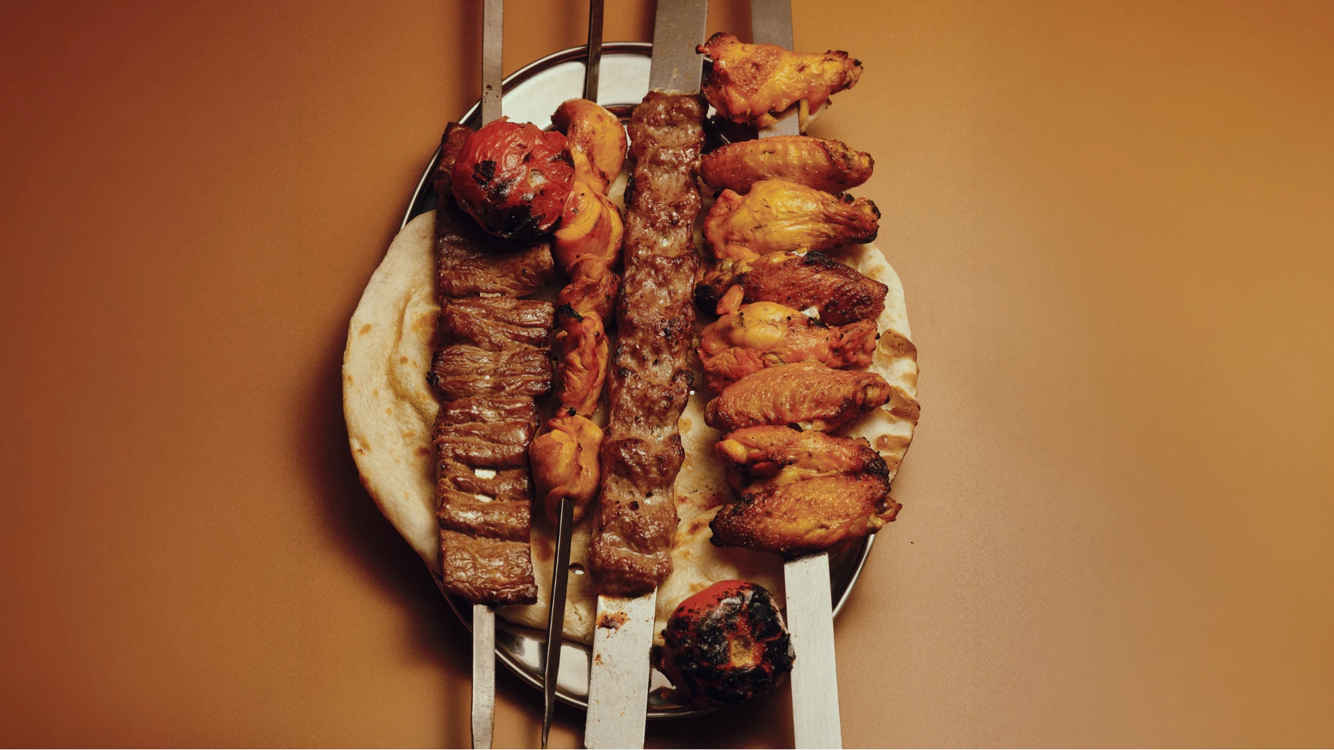 Meat skewers at Darband