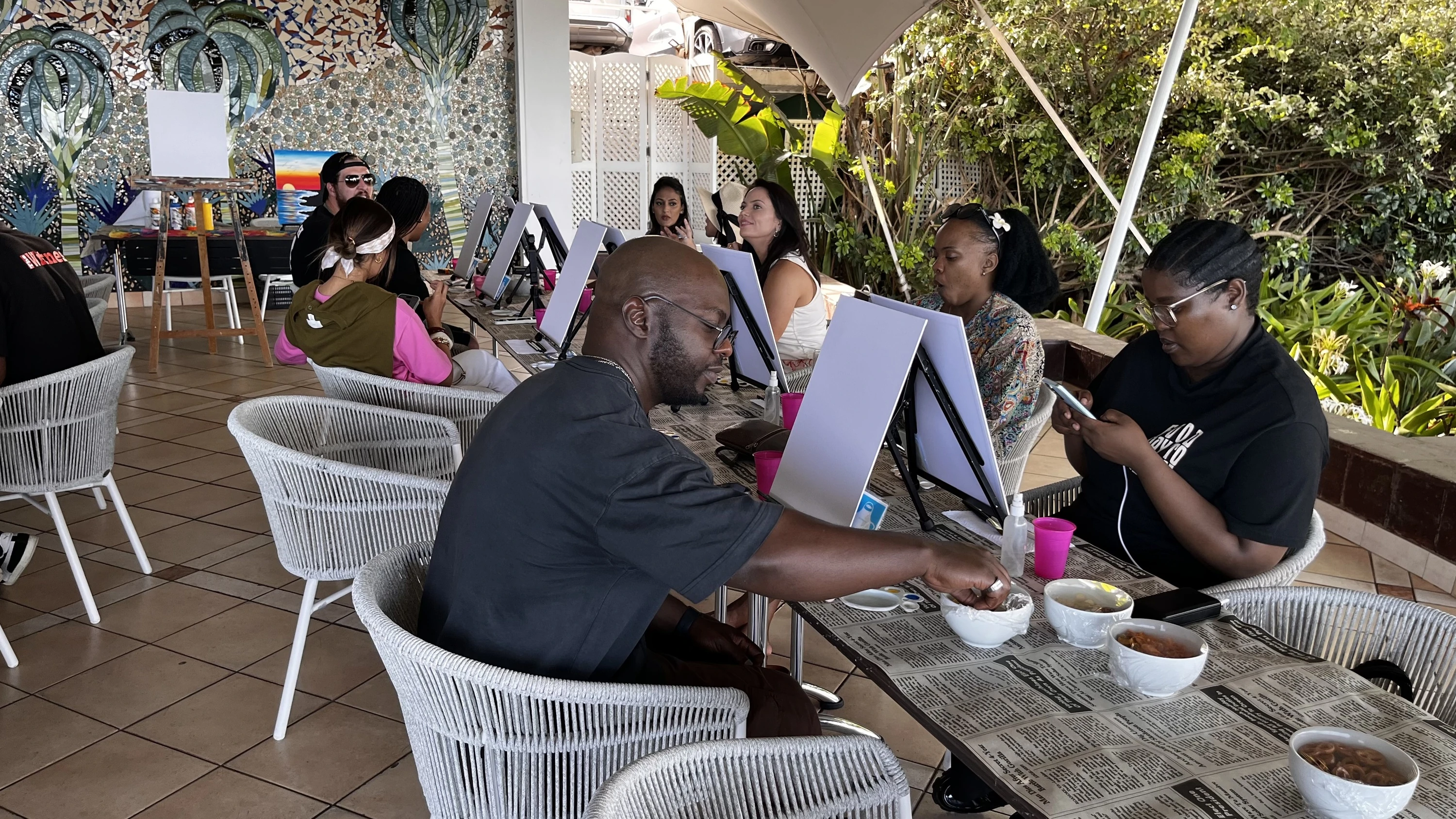 An afternoon of painting at Beverly Hills followed the morning&rsquo;s helicopter outing.