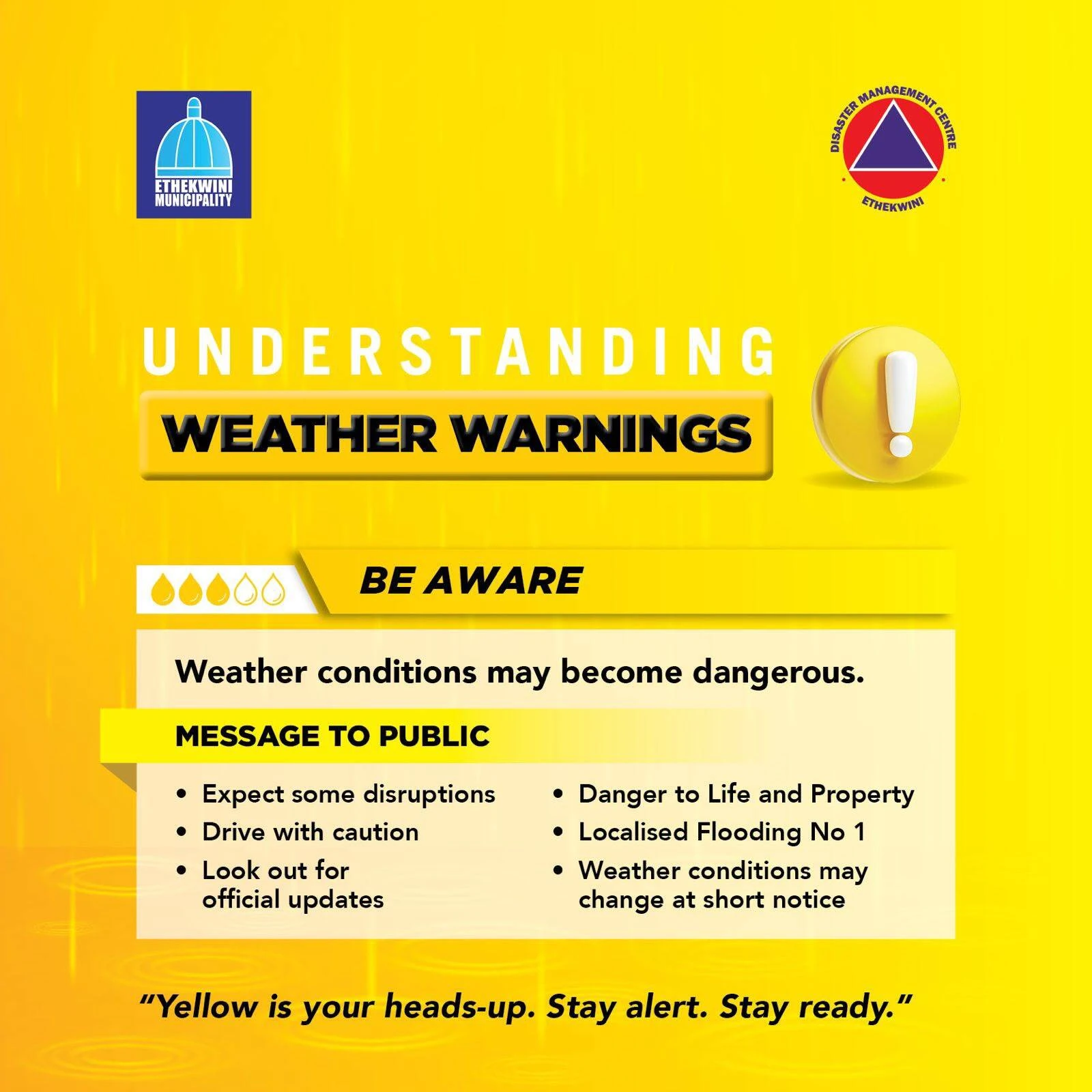 A severe weather warning has been issued for Durban today. 