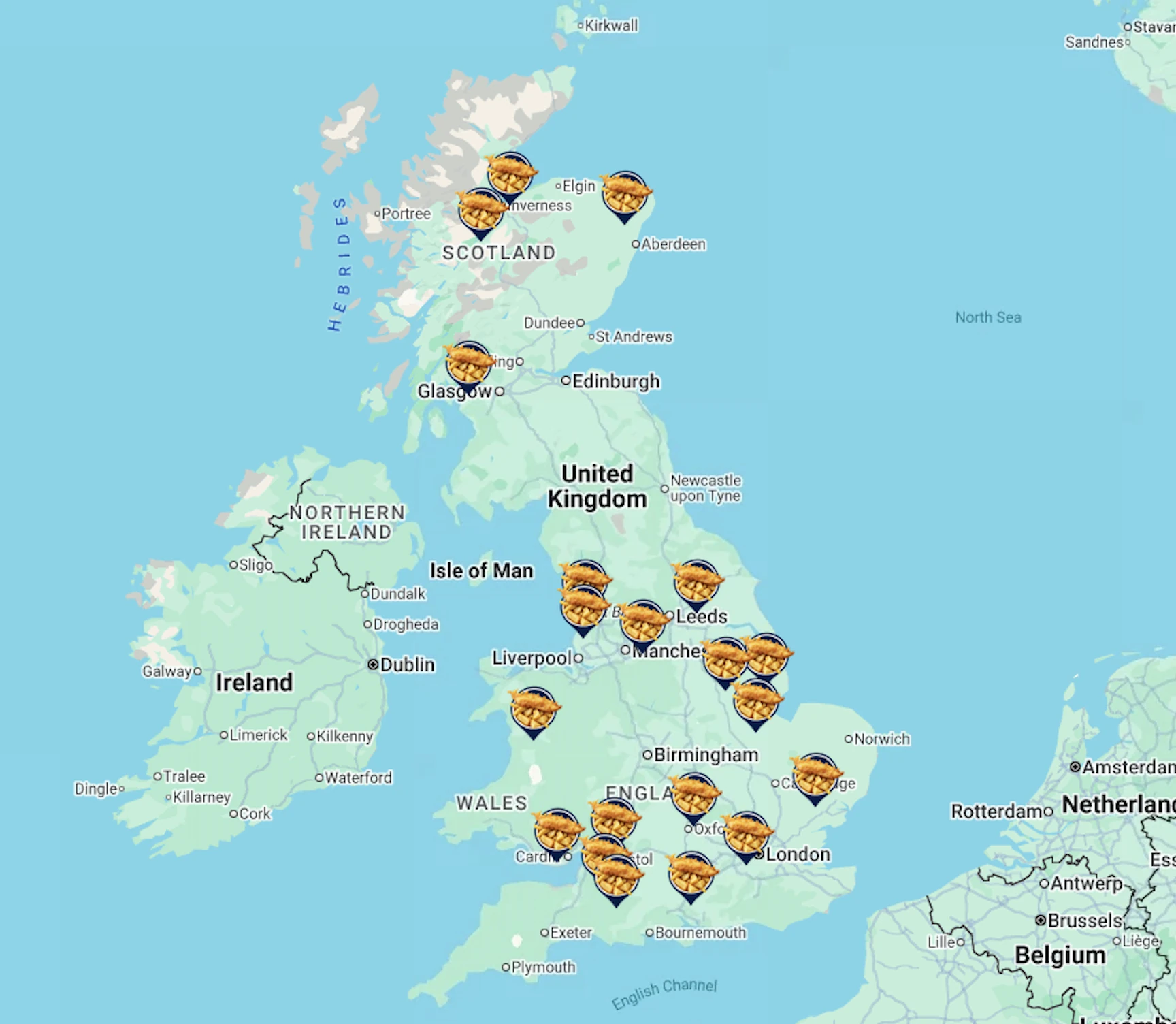 The top 20 fish and chip takeaways in the country, mapped