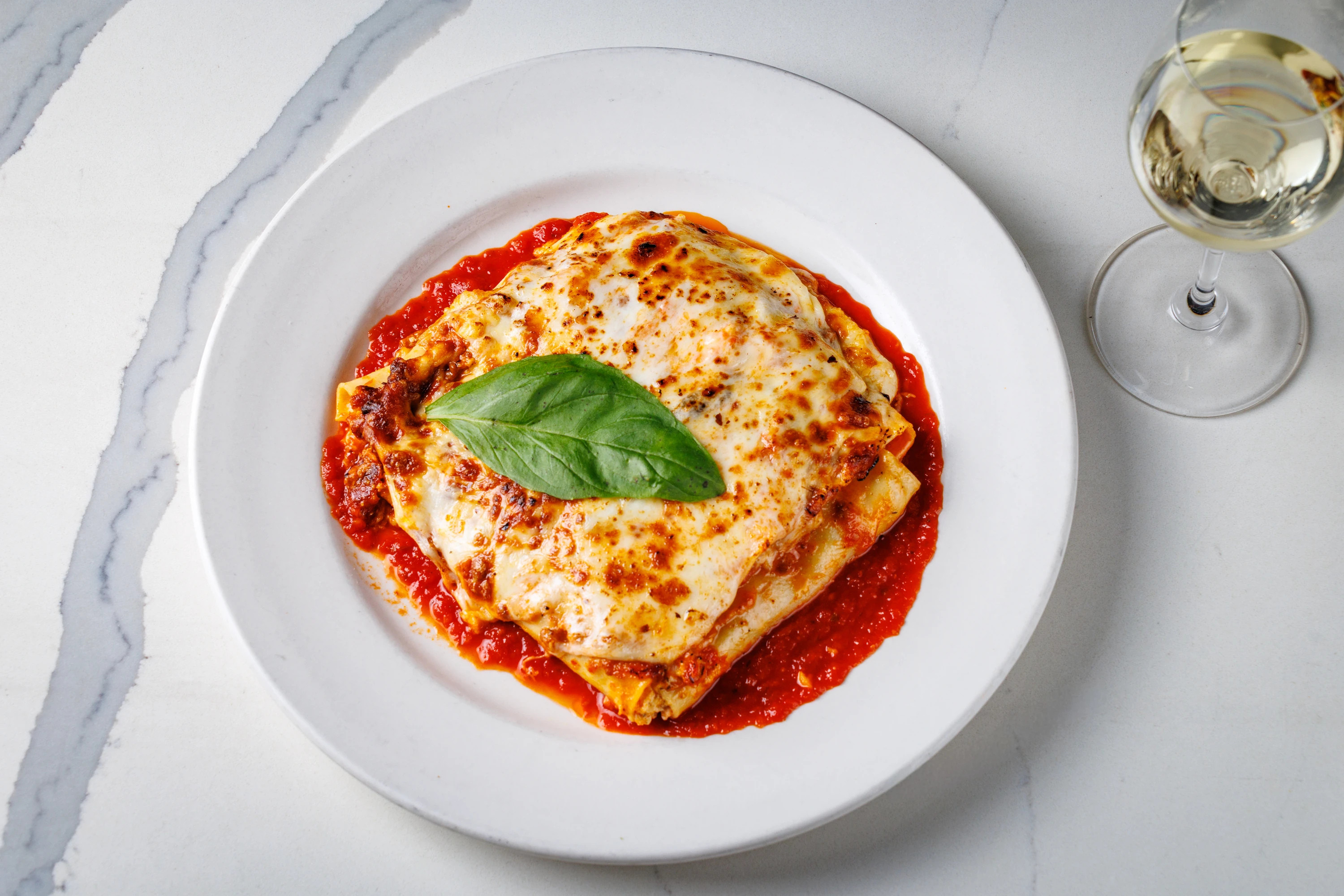 A plate of Italian food.