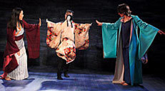 HOT CROSS BUNRAKU Skiles, left, and Wilson get all dolled up.