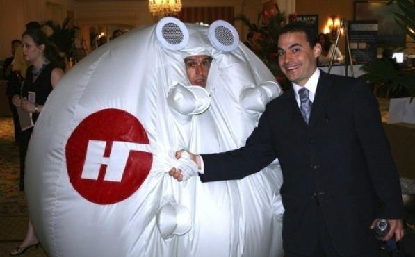 HOT AIR Bichlbaum, left, and Bonanno inflate the truth