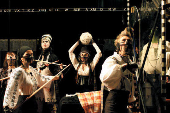 HAVING A BALL Morgan von Prelle Pecelli, center, hoists a furry orb.