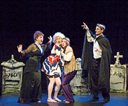FEAR FACTOR Hope Cartelli, left, startles two hippie chicks.