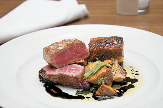 Roasted sirloin with beef cheek lasagna
