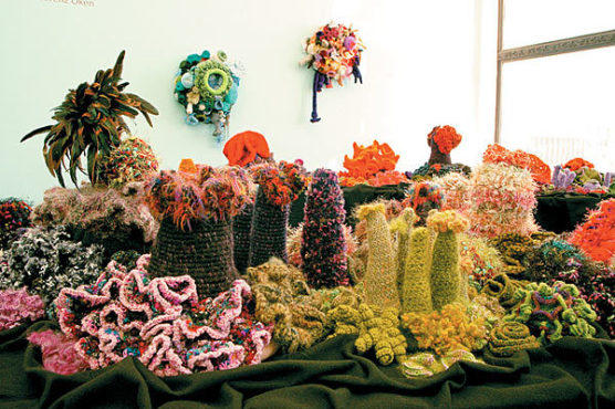 WHO NEEDS ANEMONES? Crocheted coral raises awareness and eyebrows.