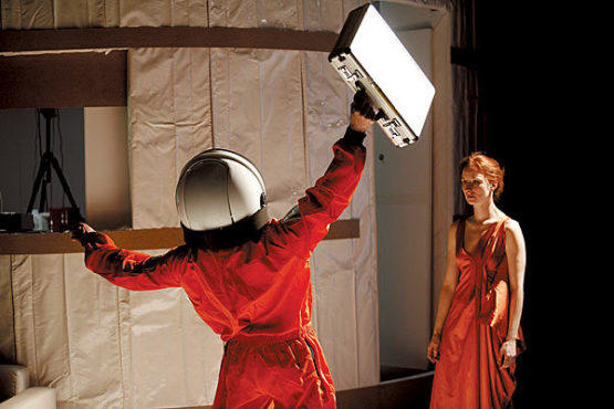 SPACE ODDITY Sweeney, right, encounters an astronaut.
