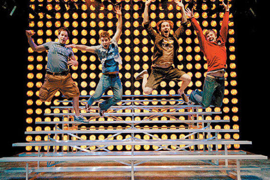 UP WITH PEOPLE The cast takes a leap into the void.