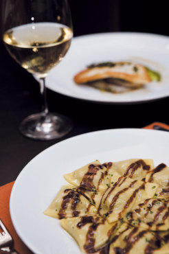 Duck and foie gras ravioli