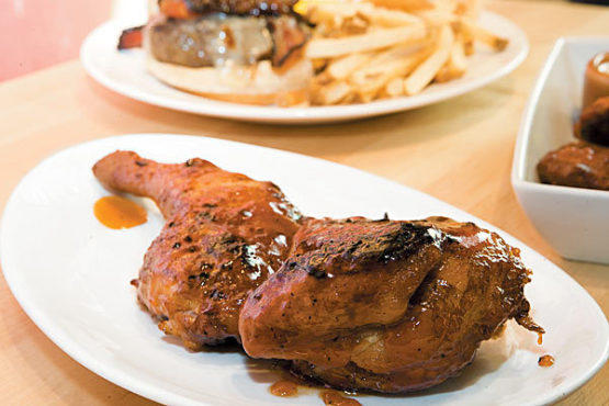 Smoked chicken with apricot glaze