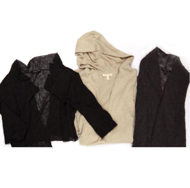 Eileen Fisher organic cotton and cashmere V-neck hooded tunics