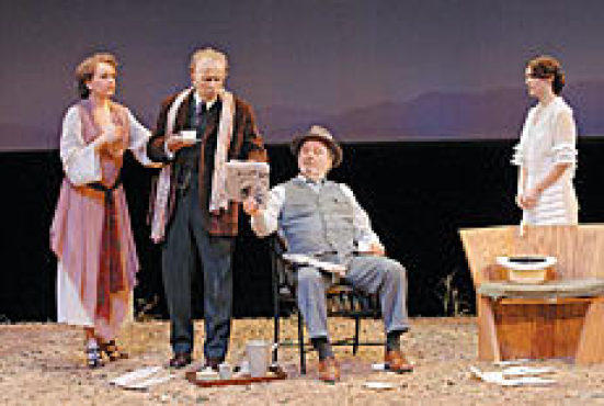 MOURNING PAPER Fisher, Weller and Yulin, from left, deal with bad news.